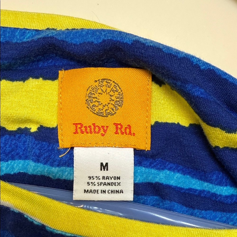 Ruby Rd. Blue and Yellow Striped Top - Picture 5 of 5